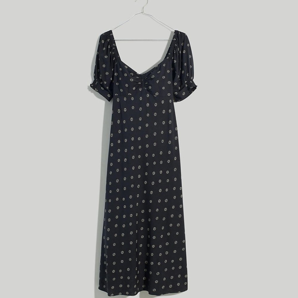 NWT Madewell plus sweetheart puff-sleeve midi dress in stardot